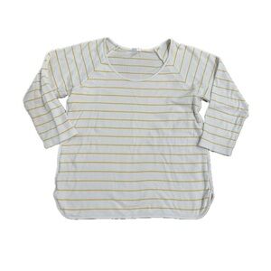 LAKE Pajama Three Quarter Sleeve Striped Top